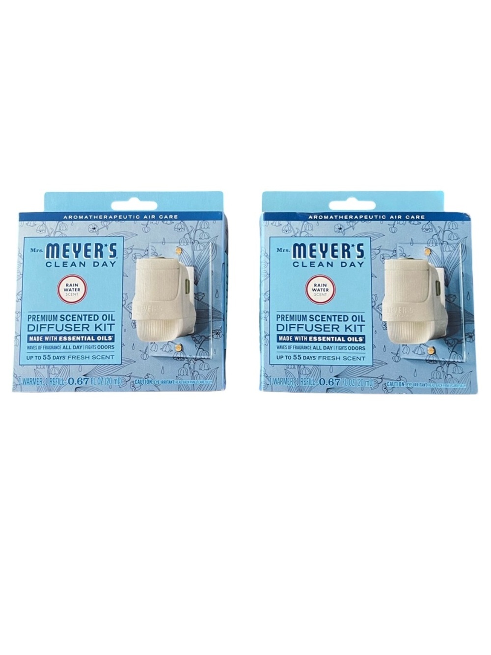 NWT Mrs. Meyer’s Clean Day Rain Water Scented Oil Diffuser Kit 2 Pack